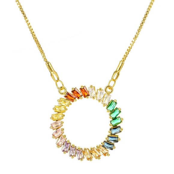 🌈NEW COLORFUL CZ DIAMOND CIRCLE OF 💞 NECKLACE - Picture 5 of 6